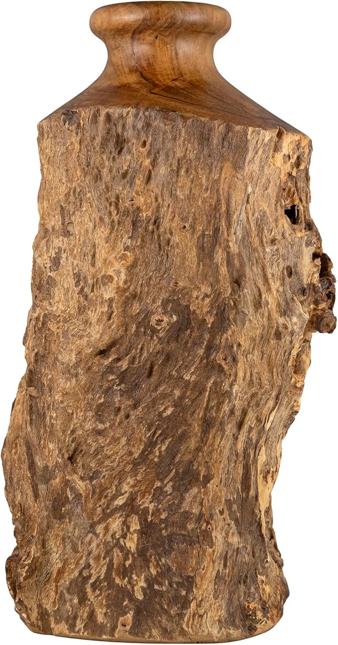 Vitex Pubescens Vahl Handcrafted Natural Wooden Vase; H(11.8”) x D(5"-6.5"); Unique Wooden Vase