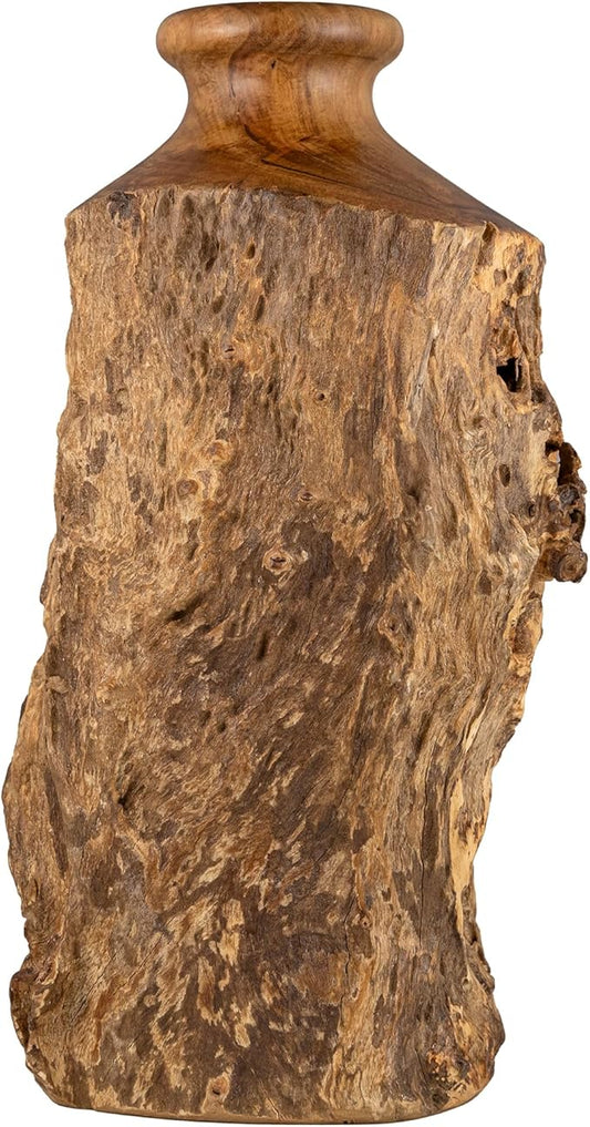 Vitex Pubescens Vahl Handcrafted Natural Wooden Vase; H(11.8”) x D(5"-6.5"); Unique Wooden Vase