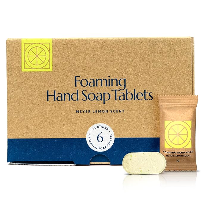 CLEANOMIC Foaming Hand Soap Tablets (6 Pack) - Foaming Hand Soap Refills, Foam Soap Refill, Hand Wash Foaming Soap Refill Tabs, Foaming Soap Tablets (Meyer Lemon)