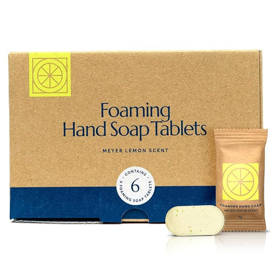 CLEANOMIC Foaming Hand Soap Tablets (6 Pack) - Foaming Hand Soap Refills, Foam Soap Refill, Hand Wash Foaming Soap Refill Tabs, Foaming Soap Tablets (Meyer Lemon)