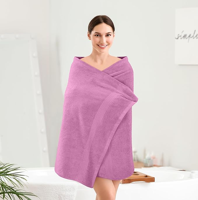 Utopia Towels 4 Pack Premium Bath Towels Set, 27 by 54 Inches, 100% Ring Spun Cotton 600GSM, Lightweight and Highly Absorbent Quick Drying Towels, Perfect for Daily Use, Pink