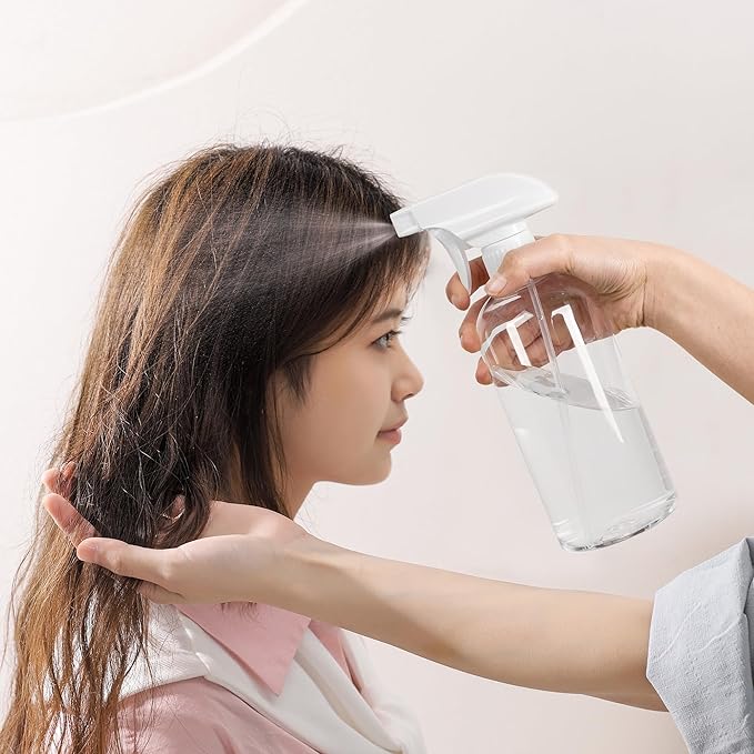 UUJOLY 17 oz Plastic Spray Bottle Trigger Empty Spray Bottles Clear Refillable Container for Water, Essential Oils, Hair, Cleaning Products, Adjustable Head Sprayer and Stream (2 Pack)