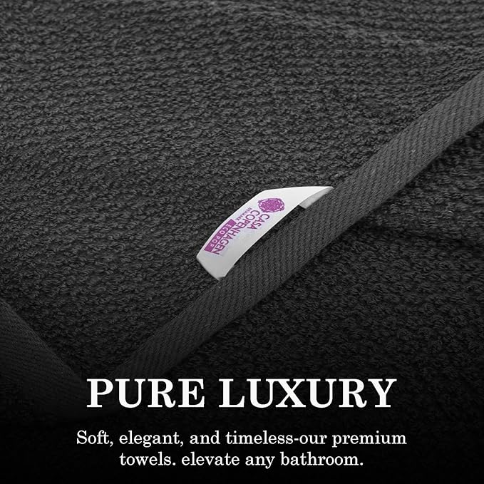 CASA COPENHAGEN Popcorn Textured 6 Pieces Small Bath Towel Set - Pine Grey, 24" x 48", 550 GSM 6 Bath Towel Rough & Tough Use Cotton Towels Gift Set for Bathroom