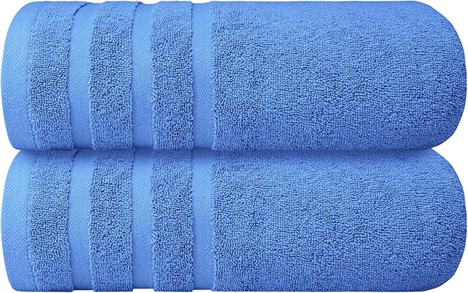 Infinitee Xclusives 100% Cotton Luxury Bath Towels Set of 2 (27x54 Inches) (Eloquent Blue, Bath Towels - Pack 2)