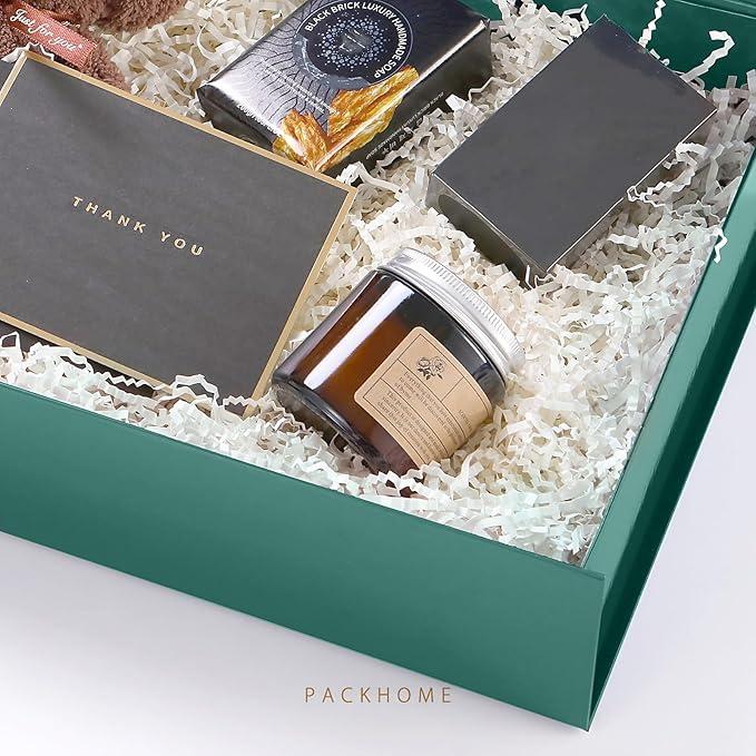 PACKHOME Large Gift Box 13.5x10x3.5 Inches, Sturdy Shirt Box with Magnetic Lid for Multiple Occasions (Glossy Green)