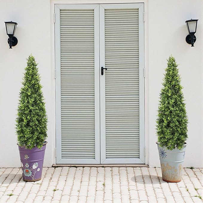 4FT Artificial Boxwood Topiary Tree Fake Topiary Potted Plants for Home Office Garden Indoor Outdoor Decoration 48INCH(2PACK)