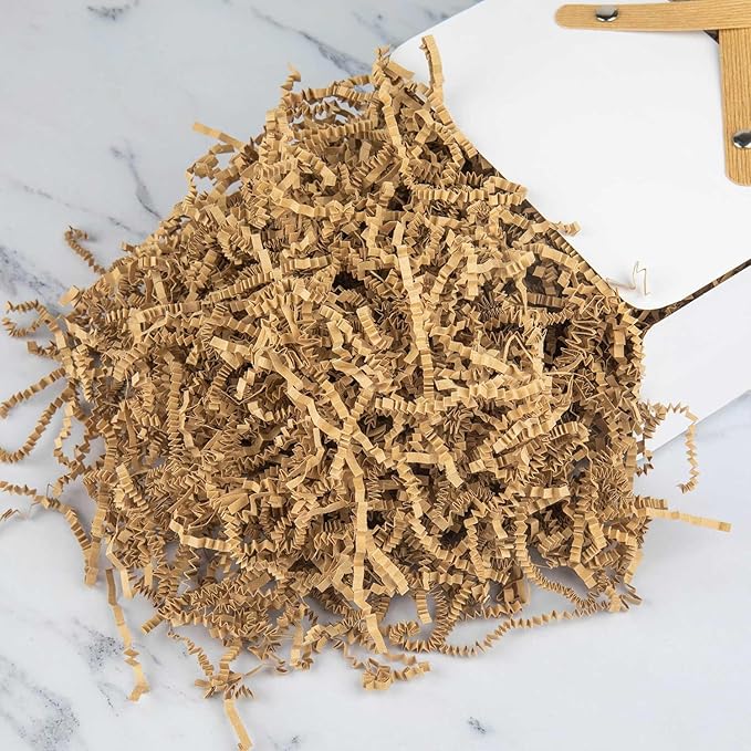 8.5oz Crinkle Paper Filler, Gift Baskets Gift Boxes Crafts Shredded Cut Paper Packaging Decorative Stuffing & Cushioning Confetti for Easter Birthday Wedding Party Favor Brown