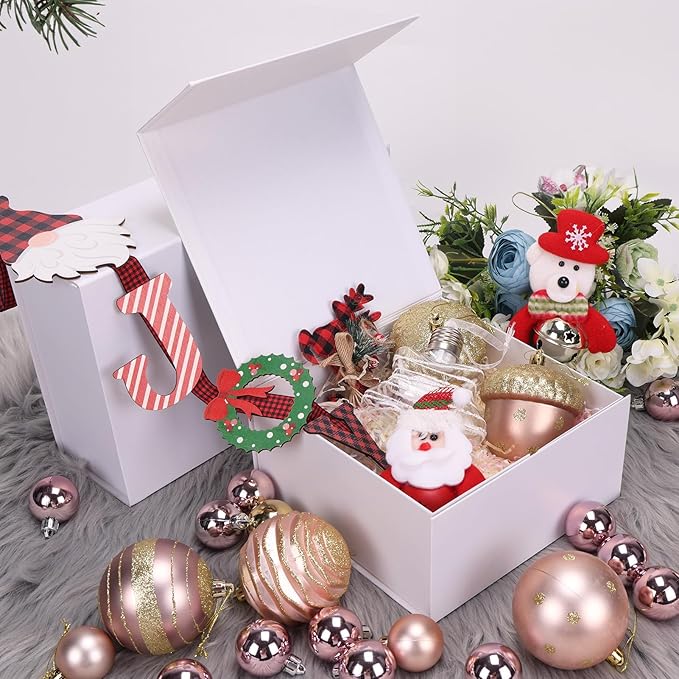 8x8x4 Inches Gift Box with Magnetic Closure Lid, White Magnetic Box for Wedding, Groomsmen Bridesmaid Proposal, Birthdays, Mother's Day, 1 Pack