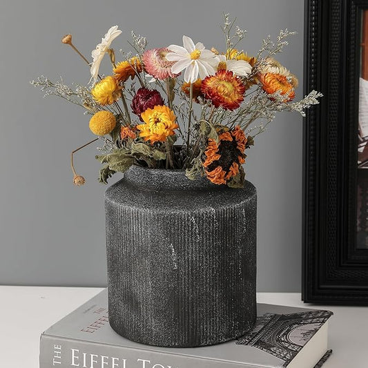 Farmhouse Vase for Home Decor, Vintage Rustic Terracotta Flower Vase Suitable for Home Decor, Living Room, Shelf, Dining Table. 7IN（Frosted Dark Blue） ZSHLXM