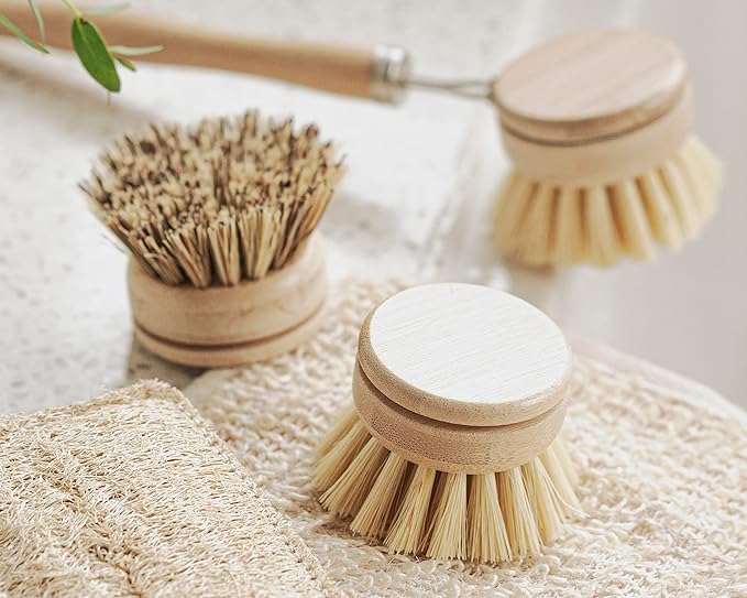 Jungle Culture Dish Brushes or Replacement Brush Heads for Eco Dish Brushes • Wooden Kitchen Washing Up Brush Heads • Interchangeable Bristle Refills • Dish Scrubbers (Firm Replacement Heads)