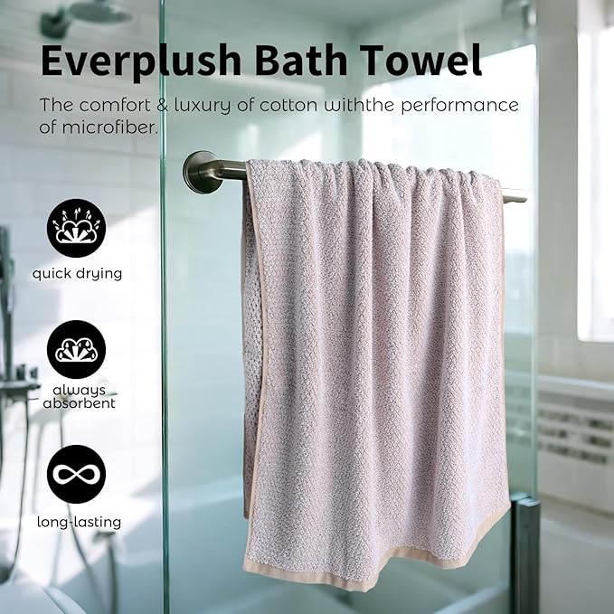 Everplush Diamond Collection Oversized Bath Towel – 1 Pieces, Super Soft & Highly Absorbent, Quick-Drying, Extra Large & Thick. Perfect for Bathroom, Pool, Swimming Use (Brown, 30" x 56" 1PK)