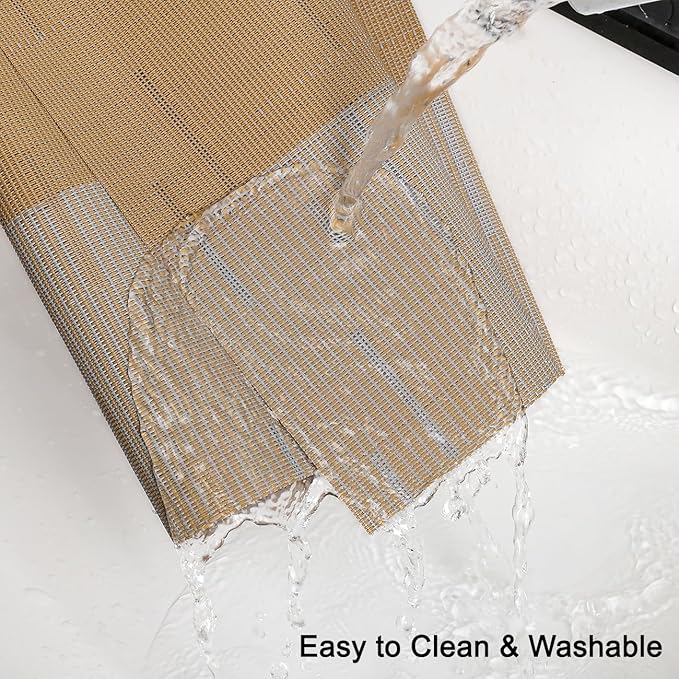 Placemats Set of 4, Vinyl Woven Place Mats Indoor Set of 4 Washable Wipeable PVC Table Mats Heat-Resistant Non Slip Placemat for Kitchen Dining Outdoor Table (Gray Light Brown, Set of 4)