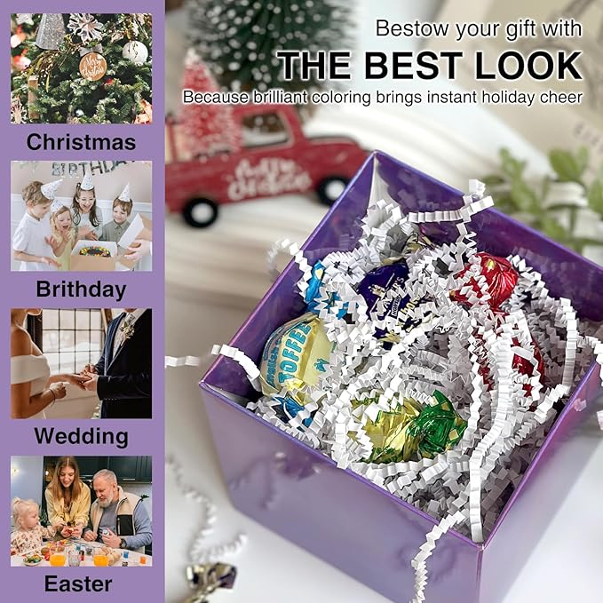 2LB Crinkle Cut Paper Shred Filler for Bag Gift Box Basket Confetti Paper Shreded Stuffing Decoration for Valentine's Day Holiday Party(White)