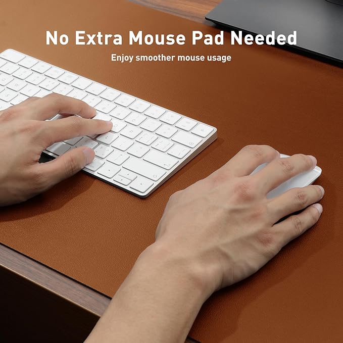 Aothia Leather Desk Pad Protector, Mouse Pad, Office Desk Mat, Non-Slip PU Leather Desk Blotter, Laptop Desk Pad, Waterproof Desk Writing Pad for Office and Home (Brown,31.5" x 15.7")