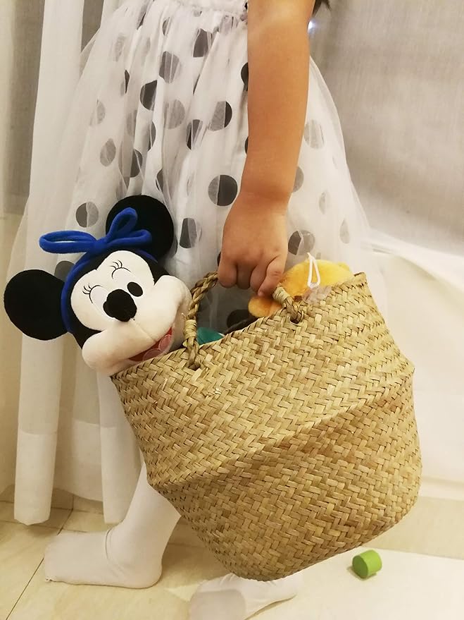 DOKOT Seagrass Plant Basket with Handles, Woven Storage Basket, 7inch Diameter x 8inch Height