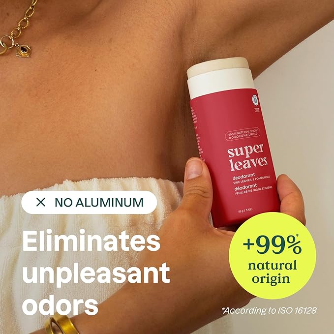 ATTITUDE Plastic-Free Deodorant, EWG Verified, Aluminum Free, Vegan Naturally Sourced Body Deodorants for Women & Men, Dermatologically Tested, Vine Leaves and Pomegranate, 3 Ounces (Pack of 6)