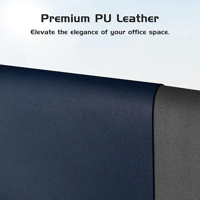 Aothia Leather Desk Pad Protector, Office Desk Mat, Large Mouse Pad, Laptop Desk Pad, Non-Slip PU Leather Desk Blotter, Waterproof Desk Writing Pad for Office and Home (Dark Blue, 55" x 17")