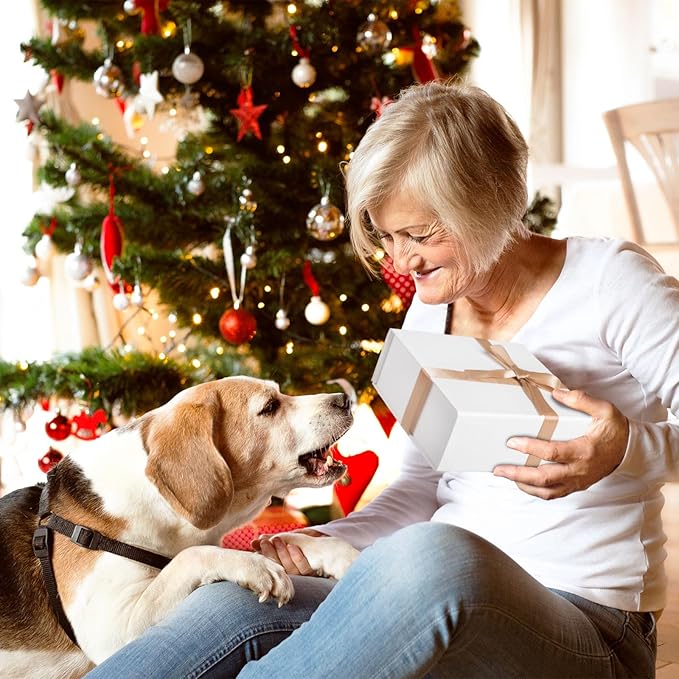 LIFELUM White Gift Box with Lid 8 x 7 x 3 inch Sturdy Magnetic Gift Box Bridesmaid Proposal for Valentine's Wedding Christmas Birthdays Gifts Packging (1 Pcs)