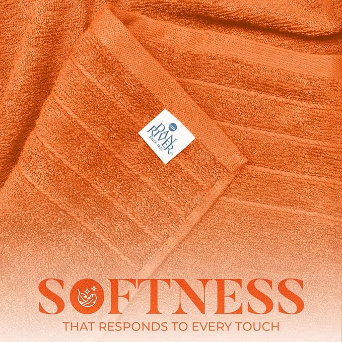 DAN RIVER Bath Towels Set of 4, 30 x 60 Inches, 100% Cotton, Larger & Lighter Weight, Quicker to Dry, Super Soft and Absorbent, Ideal Hotel Towels for Daily Use, Orange