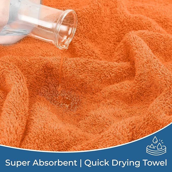 DAN RIVER 100% Ring Spun Cotton 3-Piece Towel Set, Orange, Bath Towel, Hand Towel and Washcloths, 550 GSM - Soft, Absorbent Quick Dry Cotton Towels for Bathroom, Spa, and Gym
