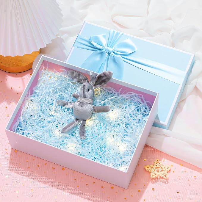 Airuisike Gift Boxes With Lids, Set of 3 Blue Gift Boxes For Presents, Elegant Present Boxes For Gifts, Assorted Gift Wrap Boxes