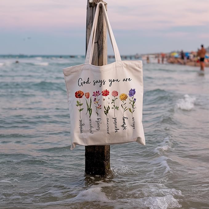 Aesthetic Canvas Bible Tote Bag for Women, Bible Tote Bag for Shopping Grocery Beach