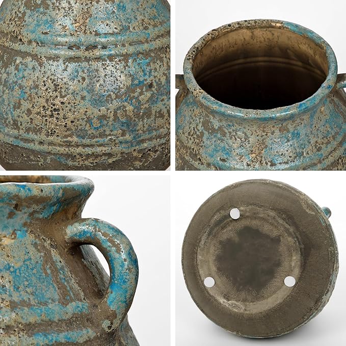 Hollyone Blue Ceramic Planters 7 Inch Large Vintage Ceramic Pots for Plants Indoor Outdoor Plant Planters Fit Mid Century Succulent Plant Stand Flower Pots Home Decor