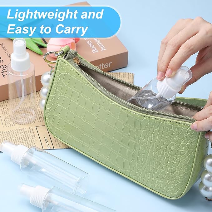 4Pcs Small Spray Bottle, Travel Spray Bottle, Clear Empty Mini Travel Plastic Bottles Fine Mist, Refillable Containers Perfume Travels Bottles for Perfumes and Cosmetics