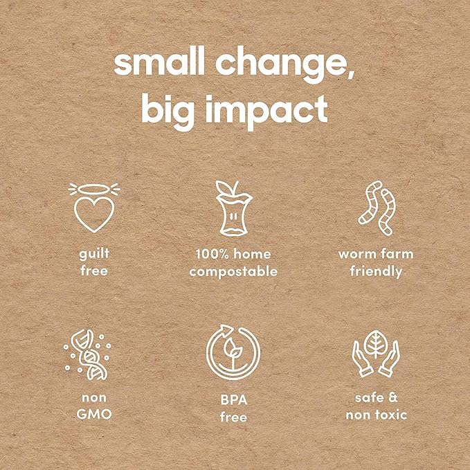 Compostic Home Compostable Resealable Snack Bags (6"x 3.5"), Microwave & Freezer Safe, Organic Food Storage Container, 200 Count