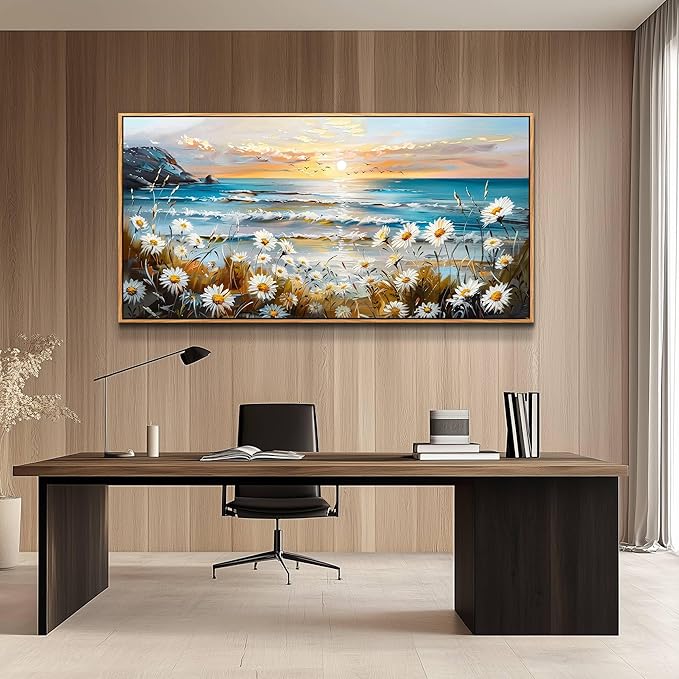 PHAOHUAXM Wall Decor For Living Room Large Canvas Wall Art Flowers Farmhouse Bedroom Wall Painting Office Marine Landscape Painting Print Modern Home Decoration Frames Artwork Easy Hanging 30x60 In