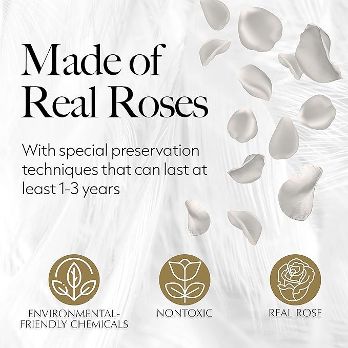 GLAMOUR BOUTIQUE 27 Flower Forever Heart Shape Box - Preserved Roses Gift for Her, Preserved Flowers, White