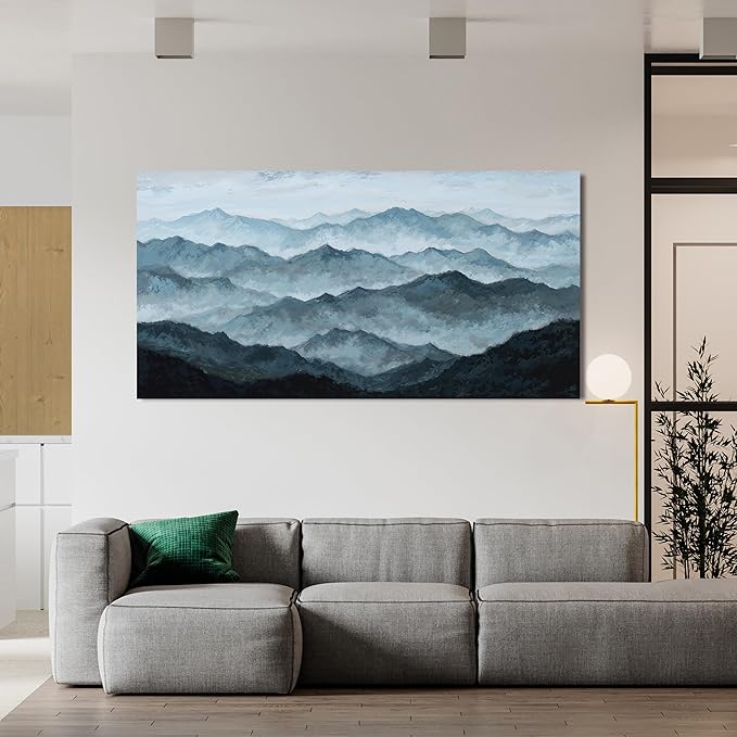 YISXINOAG Mountain Canvas Wall Art Abstract Wall Art Modern Canvas Art Wall Decor Modern Home Decor Grey Green Tones Abstract Art Prints on Bathroom,Dining Room Home Artwork Size 20"X40"