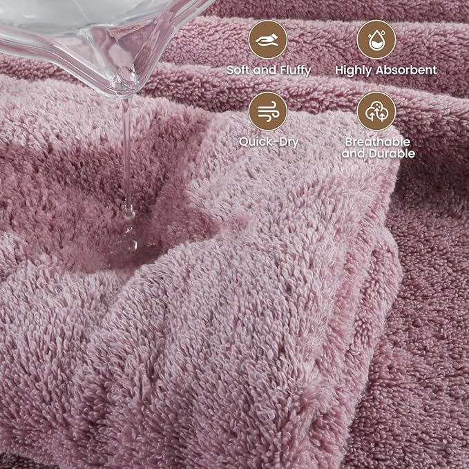 SEMAXE 4-Pack Luxury Bath Towels for Bathroom, 100% Cotton, Soft, Absorbent, and Quick-Drying, 55"x27", Purple, Perfect for Hotels, Gyms, and Spas