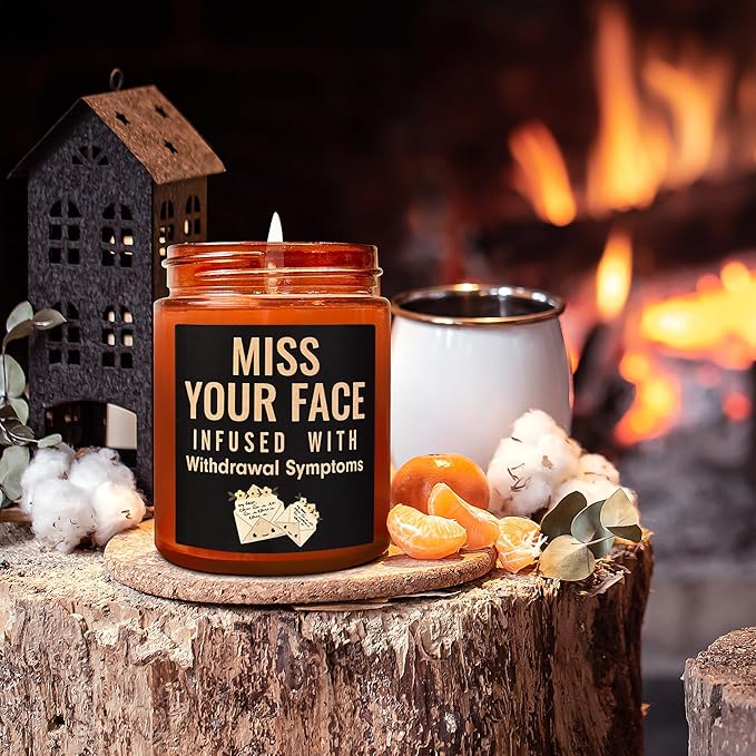 Funny Friend Gifts for Women Men - Miss Your Face Candle for Her Him - Fun Birthday, Friendship, Relaxing Gift - Tropical Coconut Soy Candle for Home - Gift for Sister Bestie BFF Girlfriend