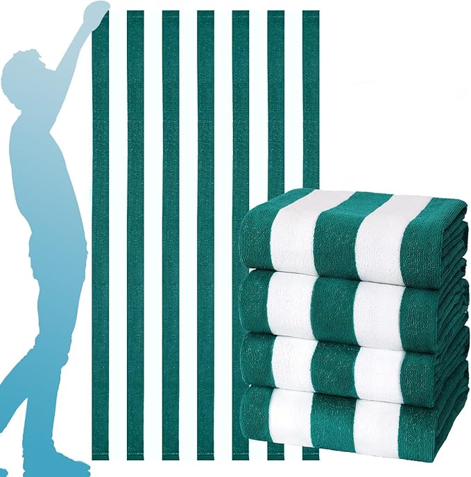 4 Packs Extra Large Beach Towel Bath Towel 72 * 40 Set Bathroom Sheets Bulk Oversized Soft Absorbent Thick XL Big Giant Microfiber Terry Blanket Clearance Turkish Toallas De Playa NOT Cotton Green