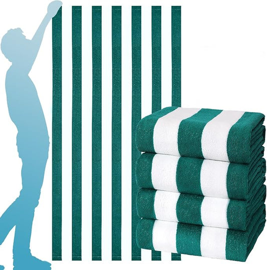 4 Packs Extra Large Beach Towel Bath Towel 72 * 40 Set Bathroom Sheets Bulk Oversized Soft Absorbent Thick XL Big Giant Microfiber Terry Blanket Clearance Turkish Toallas De Playa NOT Cotton Green