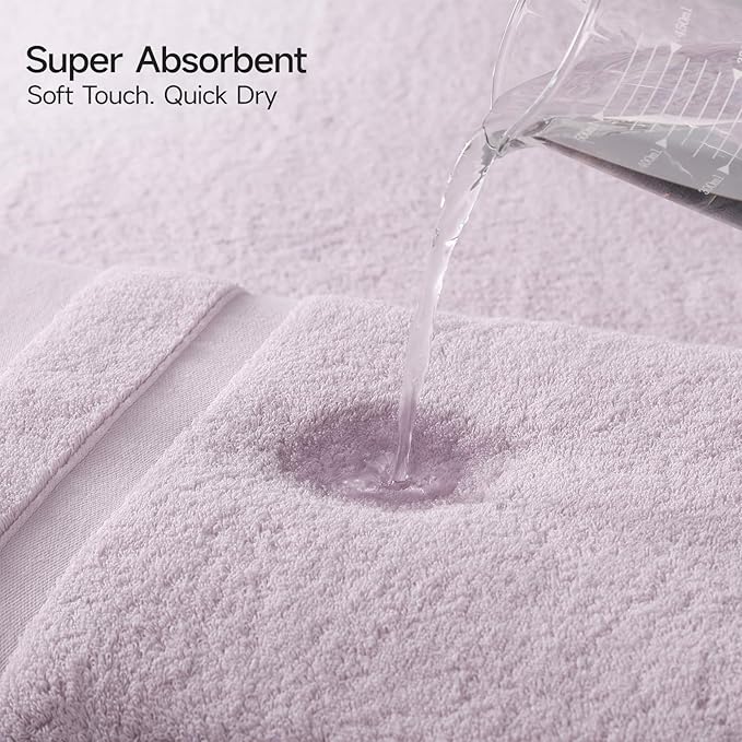 REDKISS 100% Cotton Bath Towels Set of 2, Extra Large Bath Sheets 35 X 70 Inches, 800 GSM, Quick Dry, Ultra Soft & Super Absorbent Bathroom Towel Sets for Bathroom, Gym, Spa, Pool & Hotel, Purple