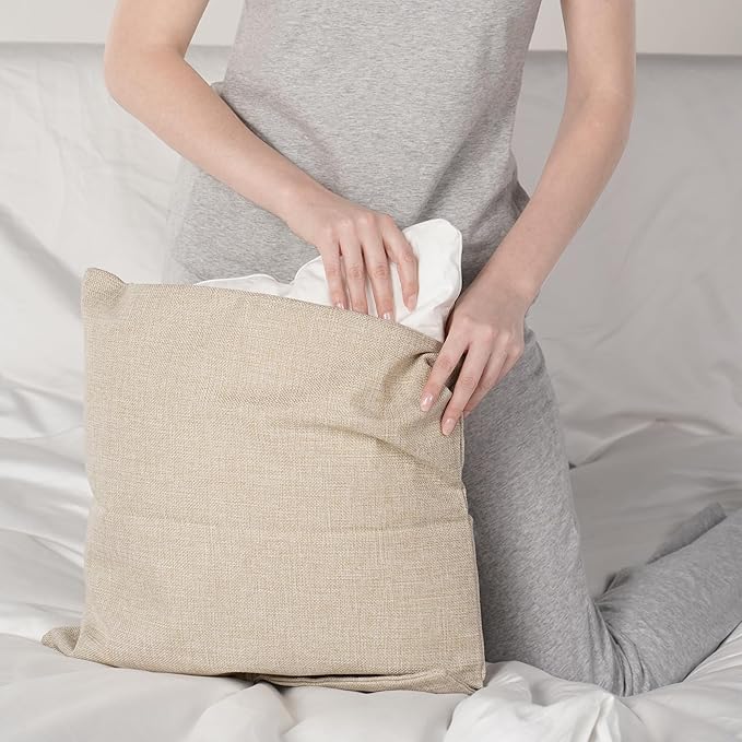 Oubonun 28 x 28 Euro Pillow Inserts with 100% Cotton Cover - Square Interior Sofa Decorative Throw Pillow Insert Set of 2 - White Couch Pillow