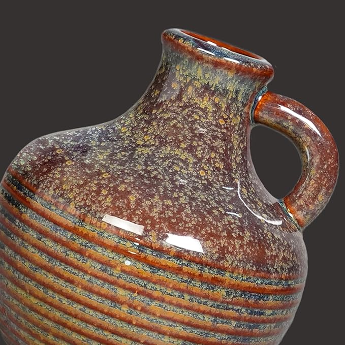 Sunddo Brown Ceramic Vase 6 Inch - Small Rustic Decorative Vase with 1 Handle, Rustic Farmhouse Decor, Bedroom, Bathroom, Bookshelf, Mantel, Coffee Table Decor