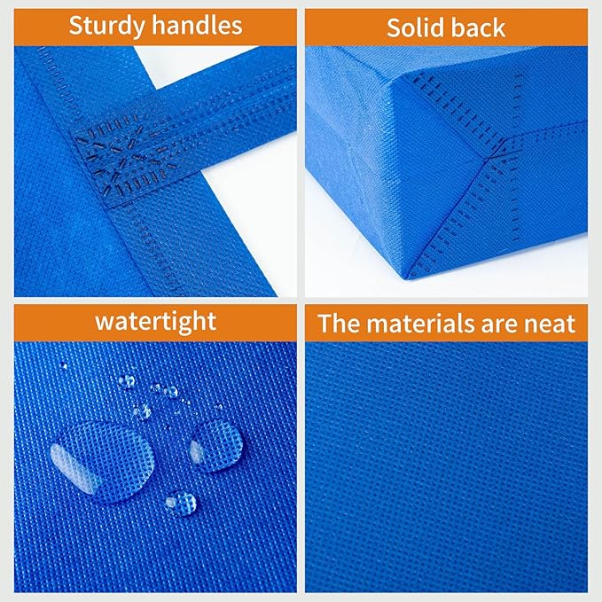 RACETOP 100 Pcs Custom Tote Bags with Handle, Non-woven Bags Reusable, Ideal for Sales,Business Activities,Parties,Store,12 * 4 * 15in