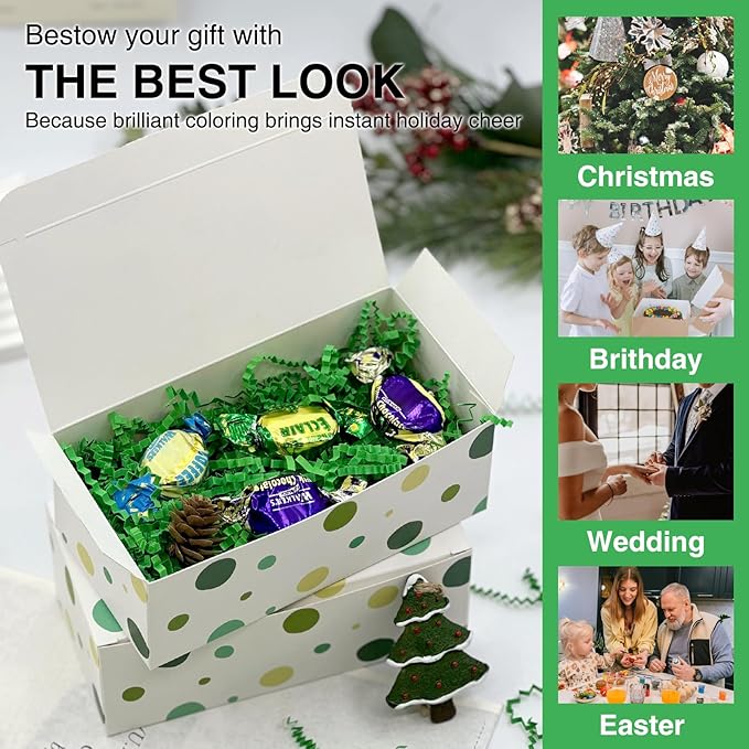 2LB Crinkle Cut Paper Shred Filler for Bag Gift Box Basket Confetti Paper Shreded Stuffing Decoration for Valentine's Day Holiday Party (Forest Green)