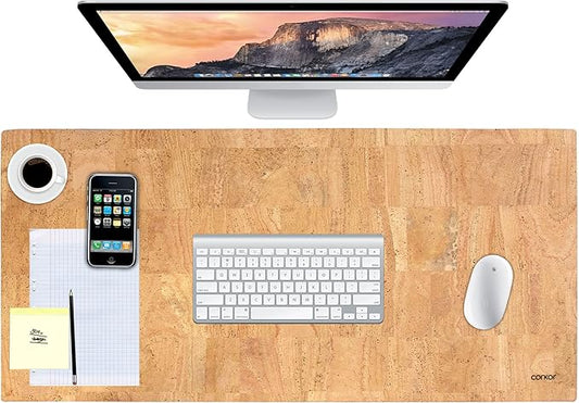 Corkor Cork Desk Pad – Table Mat - Vegan Leather – Cruelty Free – Eco Friendly - Light Brown