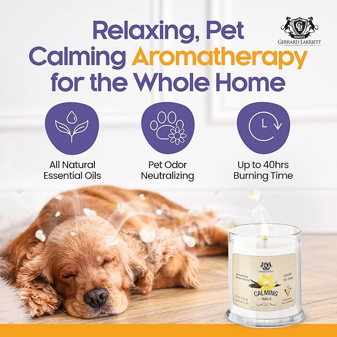Pet Odor Eliminator Candle Calming Vanilla Scented Candle, Calming Candles Aromatherapy for Home Decor, Soy Wax Pet Candles Odor Eliminator for Animal Lover, Aromatherapy by Gerrard Larriett