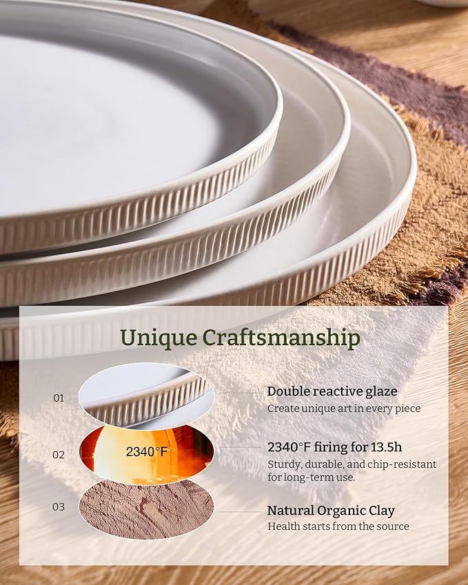 famiware Serving Platter, 16/14.6/12.9 Inch Serving Dishes for Entertaining, Party Serving Trays for Food, Buffet Oval Platters for Food, Large Plates for Bread Turkey Cheese Appetizer, Matte White