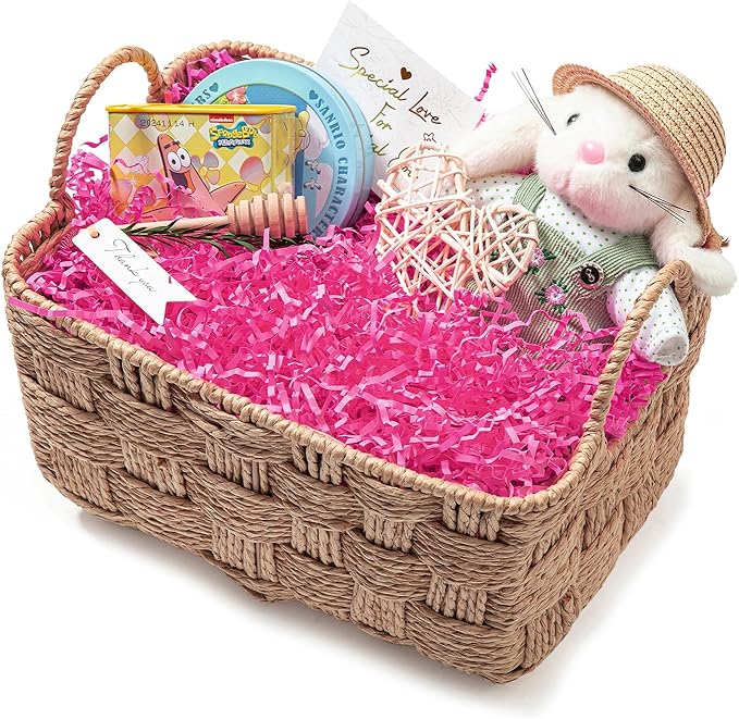 Mefleet 2 LB Crinkle Cut Paper Shred Filler Pink Crinkle Shredded Paper for Gift Box - Gift Basket Bag Filler - Grass Cushion Stuffing for Christmas Holiday Packaging Wrapping