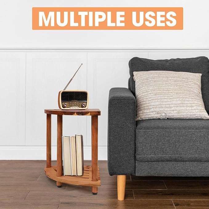 ENKEZI Shower Foot Rest 12 in - Shower Stool for Shaving Legs, Small Corner Bathroom Bench Suitable for Small Shower Spaces - Bath Seat, Spa Foot Rest Shaving Stool (2 Tier Corner)