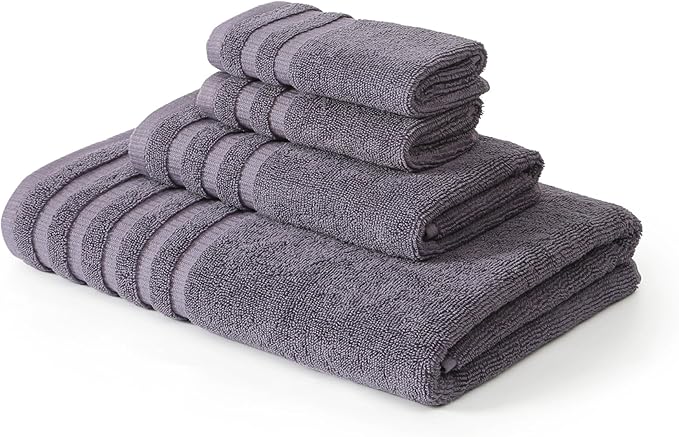 Modern Threads Organic Vines 6-Piece 100% Cotton Towel Set – Yarn Dyed Jacquard & Solid – Includes 2 Bath Towels, 2 Hand Towels, 2 Washcloths – Absorbent, Quick Dry, Soft & Durable – Lavender