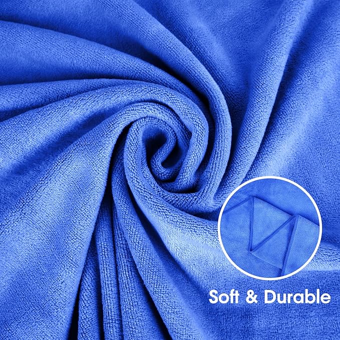 JML Microfiber Bath Towels, Large Bathroom Towel Set 6 Pack (30" x 60") - Soft, Absorbent, Quick Dry, Use for Hair, Shower, Fitness, Sport, Yoga, Dark Blue