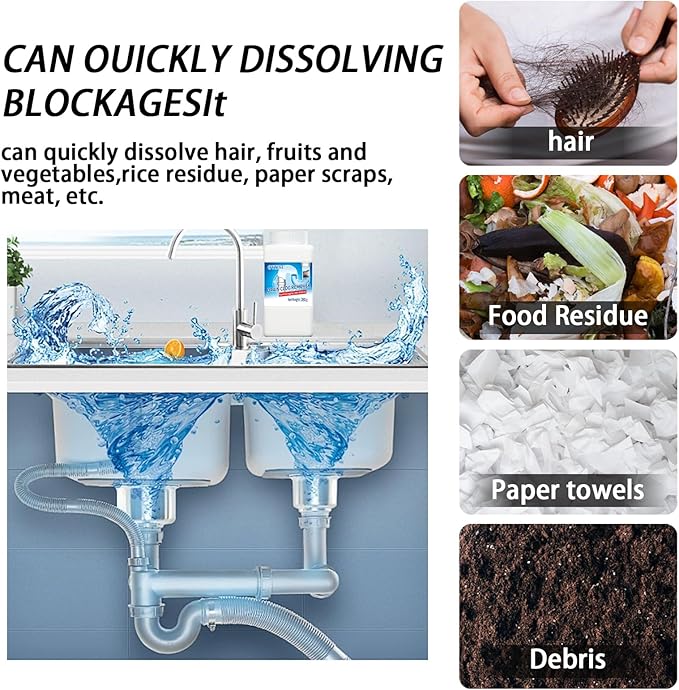 Drain cleaner, sink, kitchen, toilet, drain. Controls odors and breaks down grease, paper, fat and oil in sewers, septic tanks and grease traps