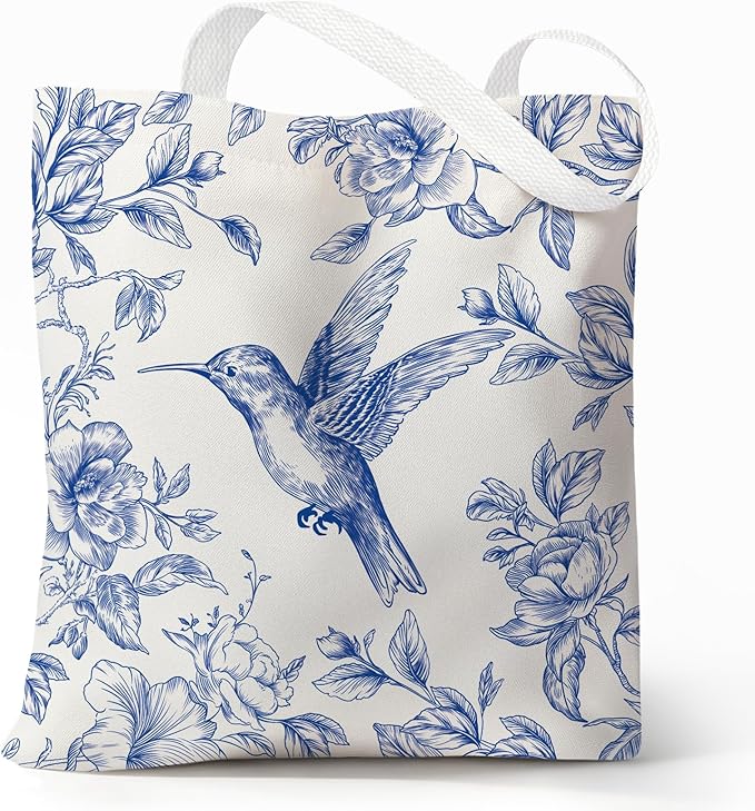 Cute Aesthetic Canvas Tote Bag for Women, Reusable Foldable Shopping Cotton Shoulder Totebag with Zipper Pocket